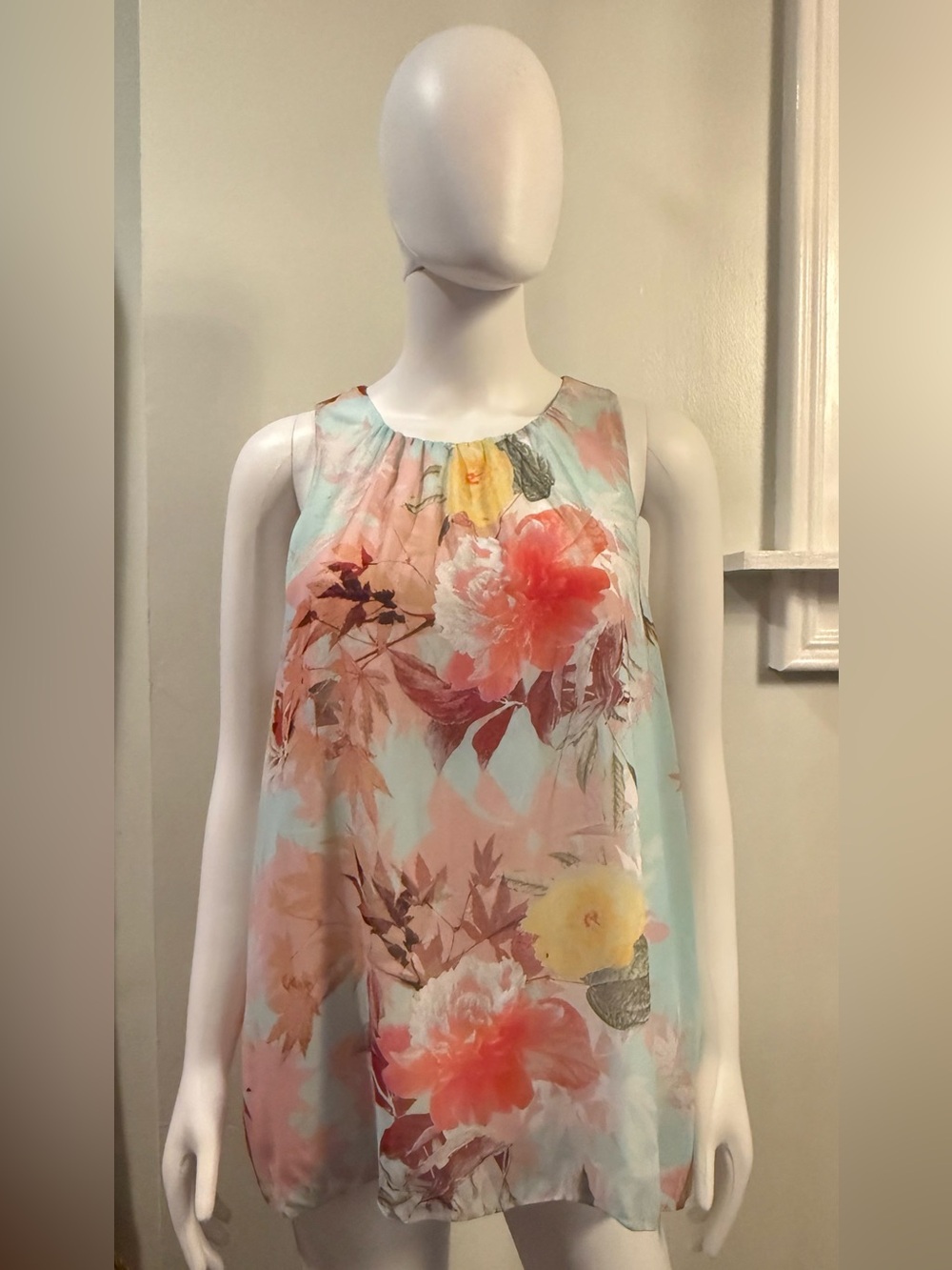 Vince Camuto Floral Sleeveless Camisole - Mint, Coral, Yellow